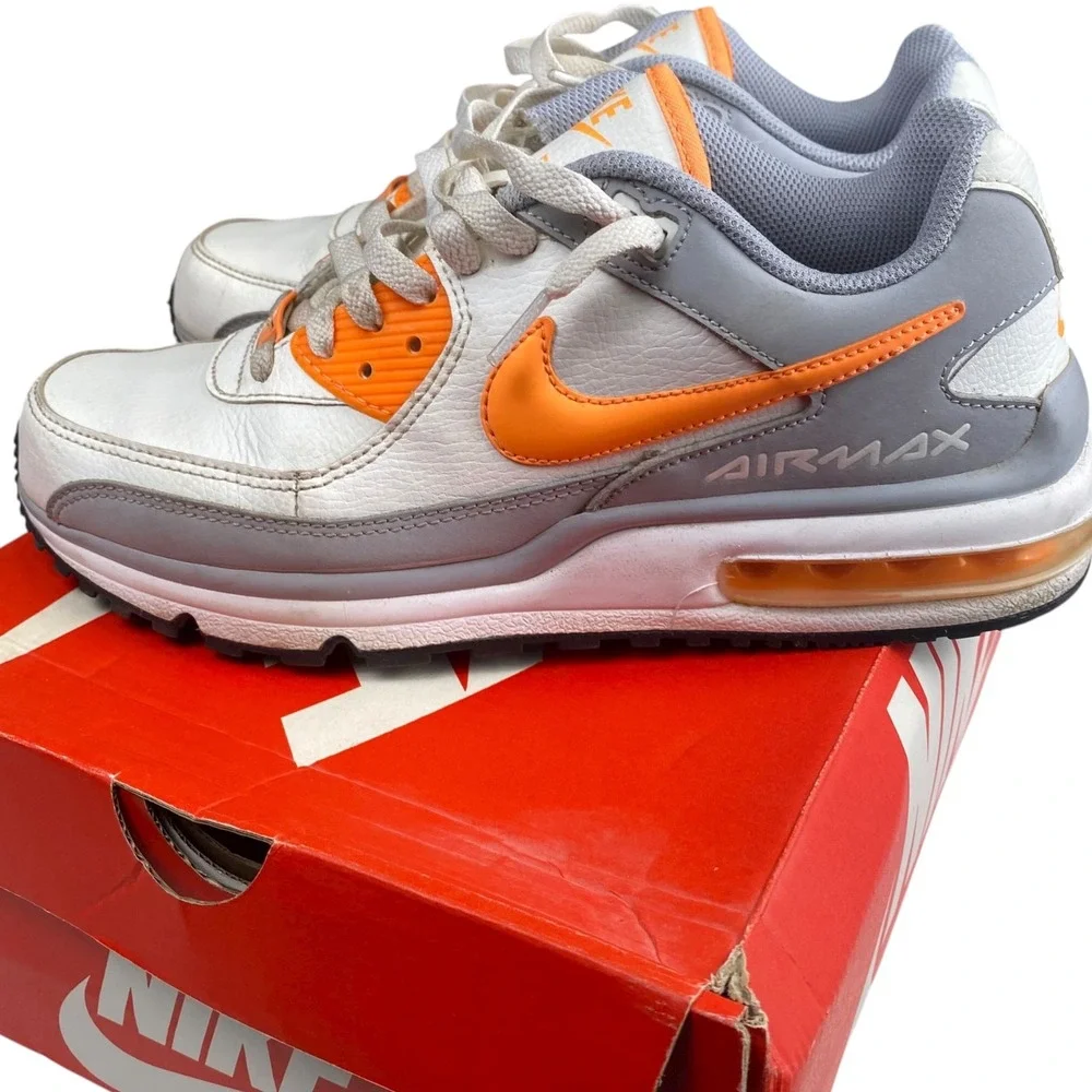 Nike Air Max LTD White‎ Orange Gray Sneakers Mens Size 8.5 Athletic Shoes SU
